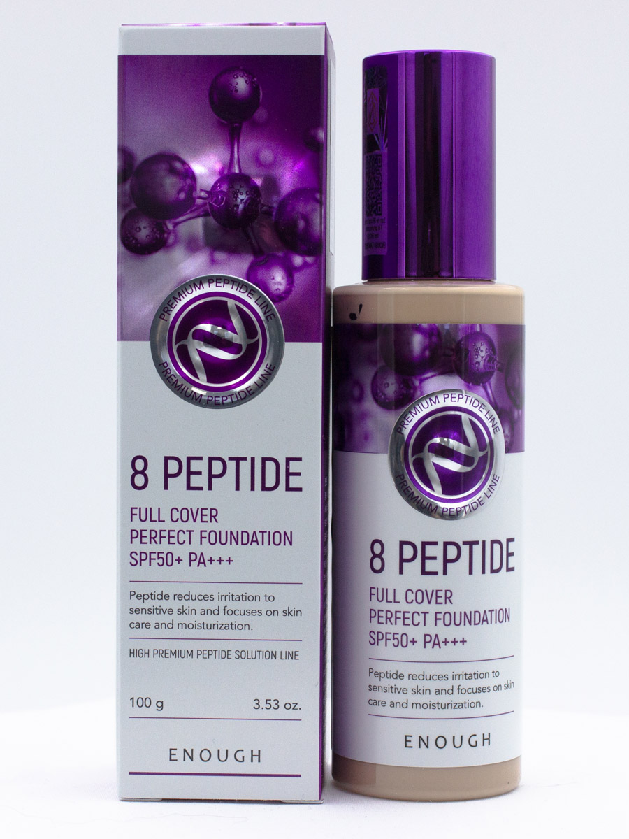 ENOUGH – Увлажняющий тональный крем с пептидами Premium 8 Peptide full cover perfect foundation #21 [100ml]