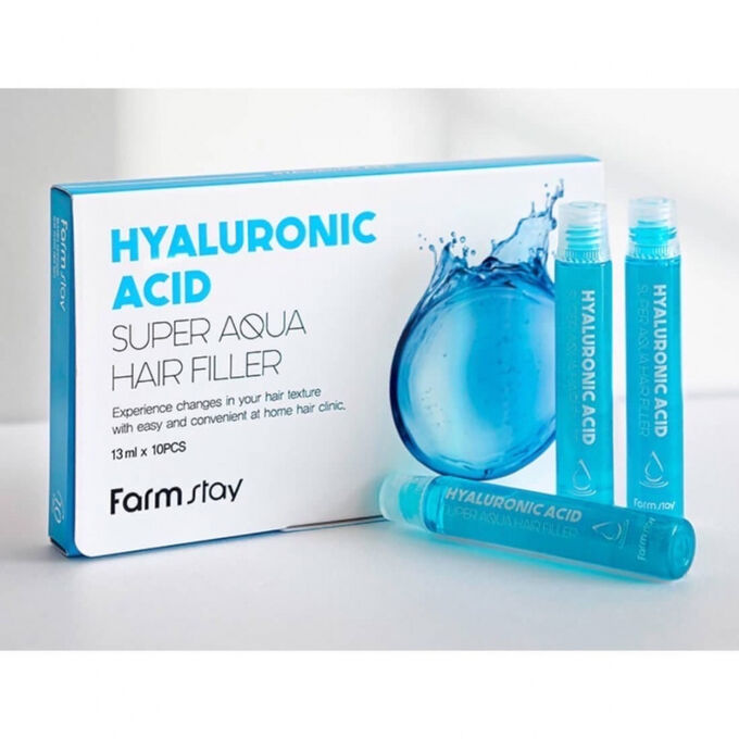 FARMSTAY – Филлер для волос Гиалуроновая кислота HYALURONIC ACID SUPER AQUA HAIR FILLER [13ml*10]