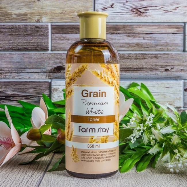 FARMSTAY – Тонер выравнивающий с экстрактом ростков пшеницы GRAIN PREMIUM WHITE TONER [350ml]