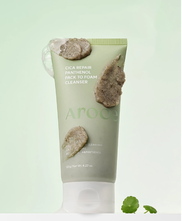 Очищающая пенка 3в1 с центеллой и пантенолом AROCELL  Cica Repair Panthenol Pack to Foam Cleanser 120г