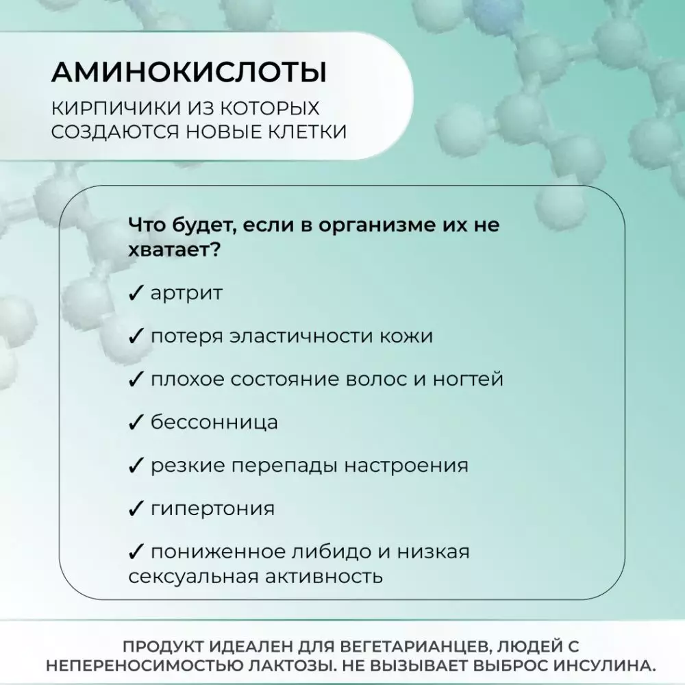 Комплекс из 16 аминокислот + Витамин В и Цинк Amino Protein + B complex & Zinc ПЭТ 100 g